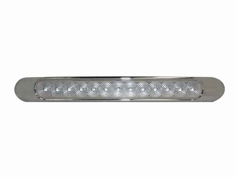 Plafón Rectangular de 13 Leds Ámbar con Mica de Cristal y Base Cromada