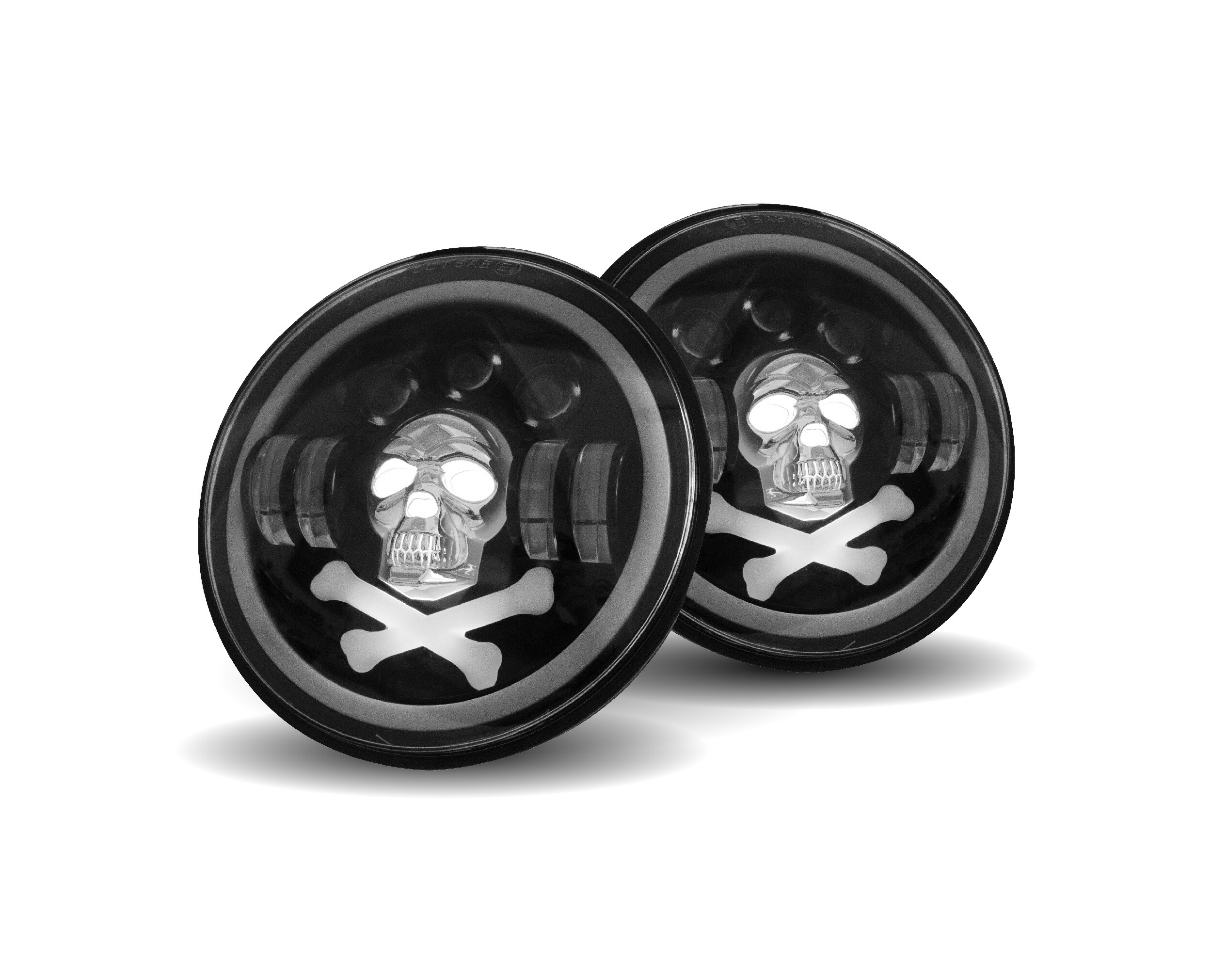 Faros Redondos IOL Hiper Led Lupa 7 Pulgadas Calavera 2 Piezas $1,219