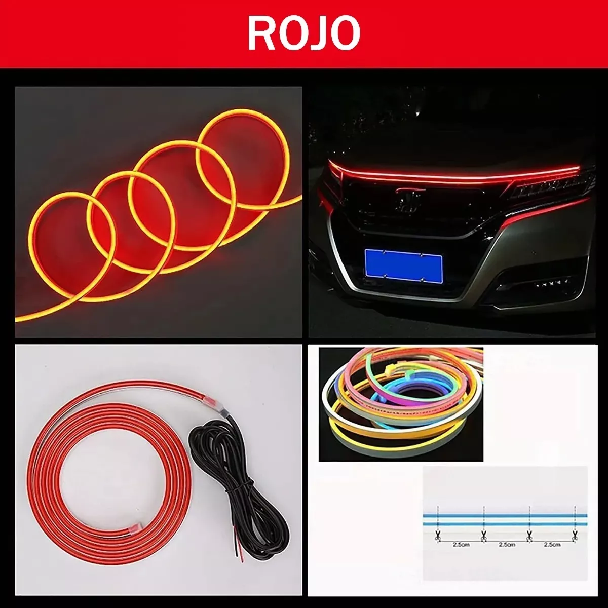 Foto 4 pulgar | Tira De Luces Led De Circulación Diurna Para Capó De Auto Eo Safe Imports Esi-12122 Rojo