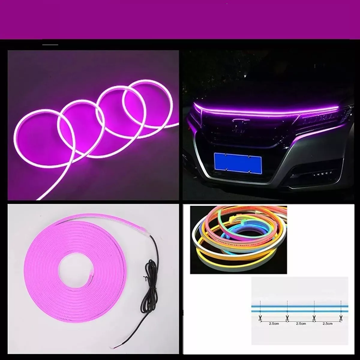 Foto 4 pulgar | Tira de Luces Led Circulación Diurna para Capó de Auto Eo Safe Imports Esi-12121 Rosa