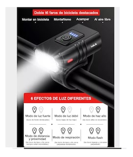 Foto 2 | Kit Luz Usb Bicicleta Recargable Delantera Y Traser 6 Modos