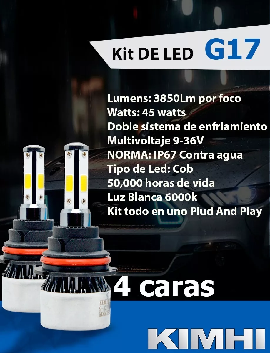 Foto 4 pulgar | Kit Luces Led KIMHI G17 4 Caras H4 color Plata Principales Alta Baja