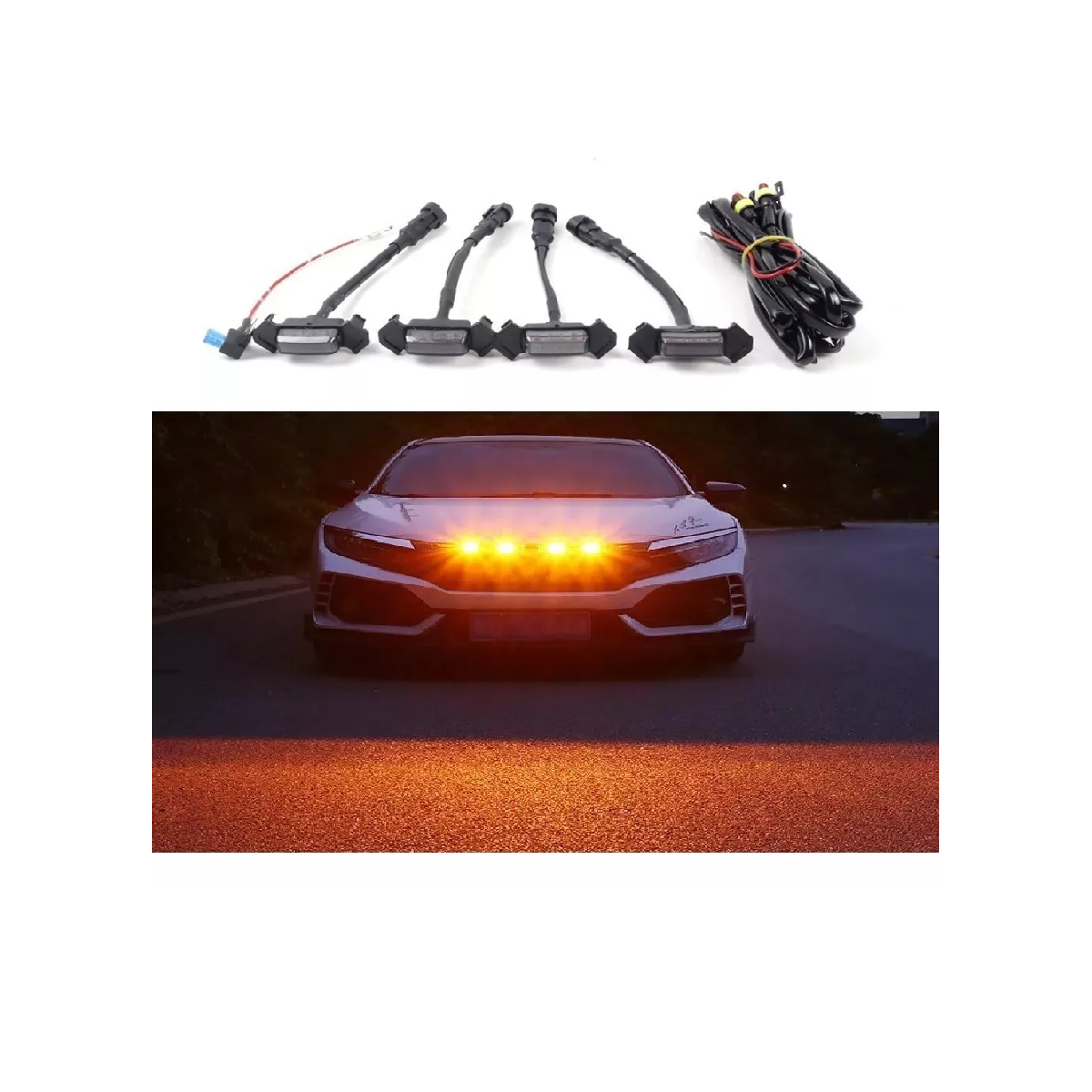 Foto 3 pulgar | Kit Luces Parrilla Led Ámbar Universal Automotriz Eo Safe Imports Esi-9106 Negro 1 Pieza con 4 Luces