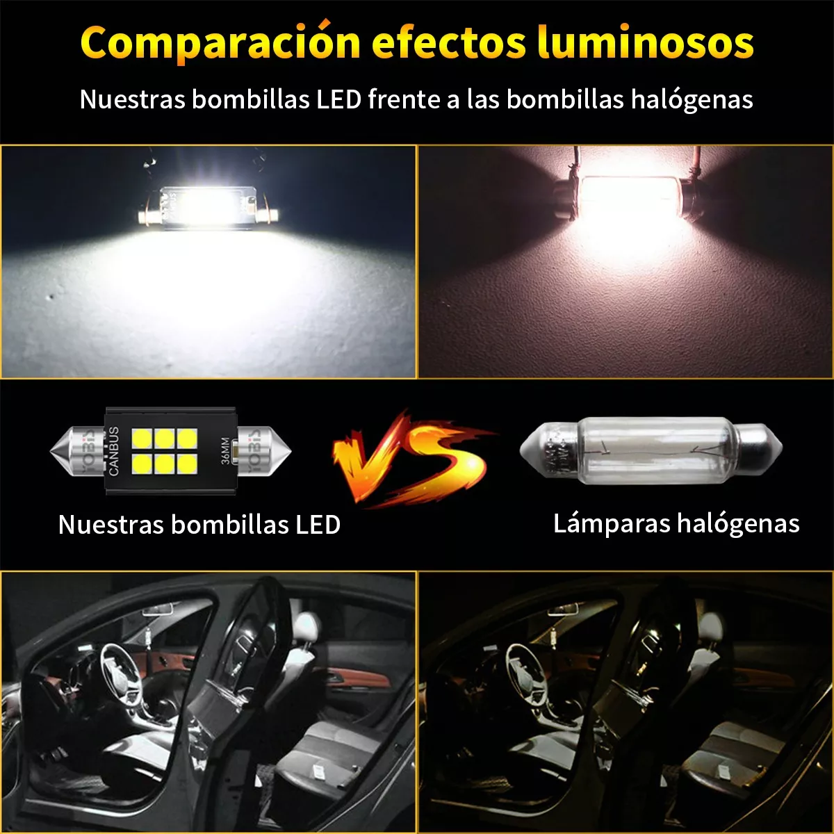 Foto 4 pulgar | Juego 4pzs Luz Led Interior Auto  31mm Eo Safe Imports Esi-11656 Multicolor