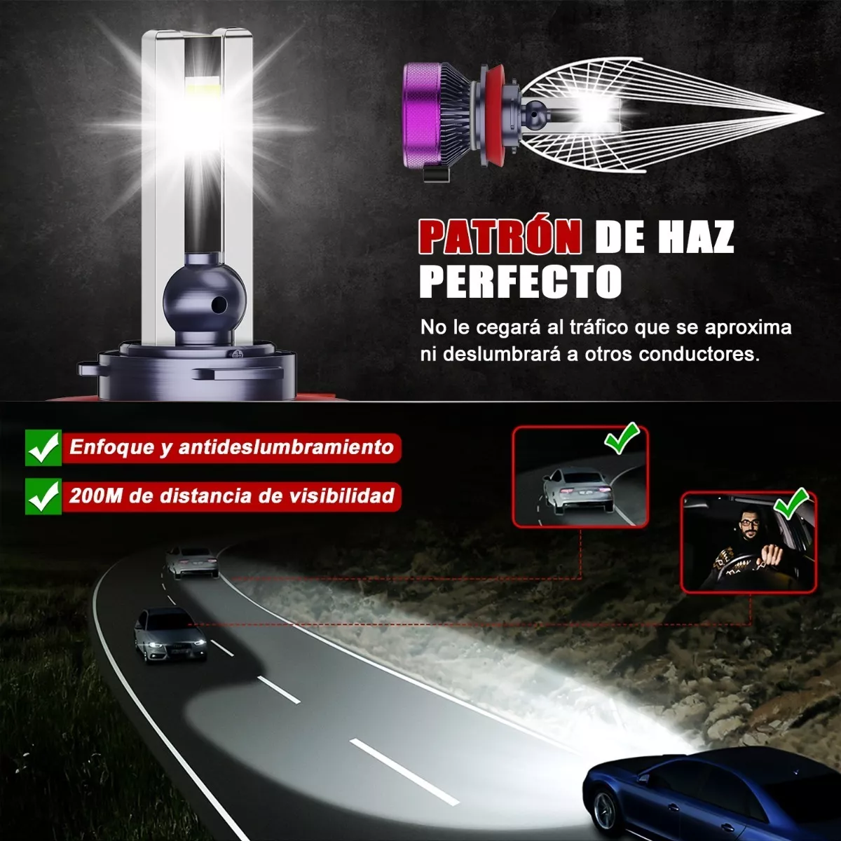 Foto 3 pulgar | Kit de Faros 9004 Led 24000lm para Auto Eo Safe Imports Esi-12126 Multicolor