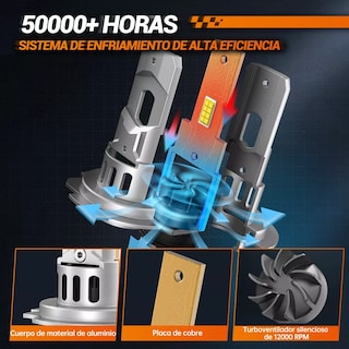 Foto 2 | H7 Led Kit Focos Led Para Auto 18000lm 6500k X3s Eo Safe Imports Esi-14553 Blanca