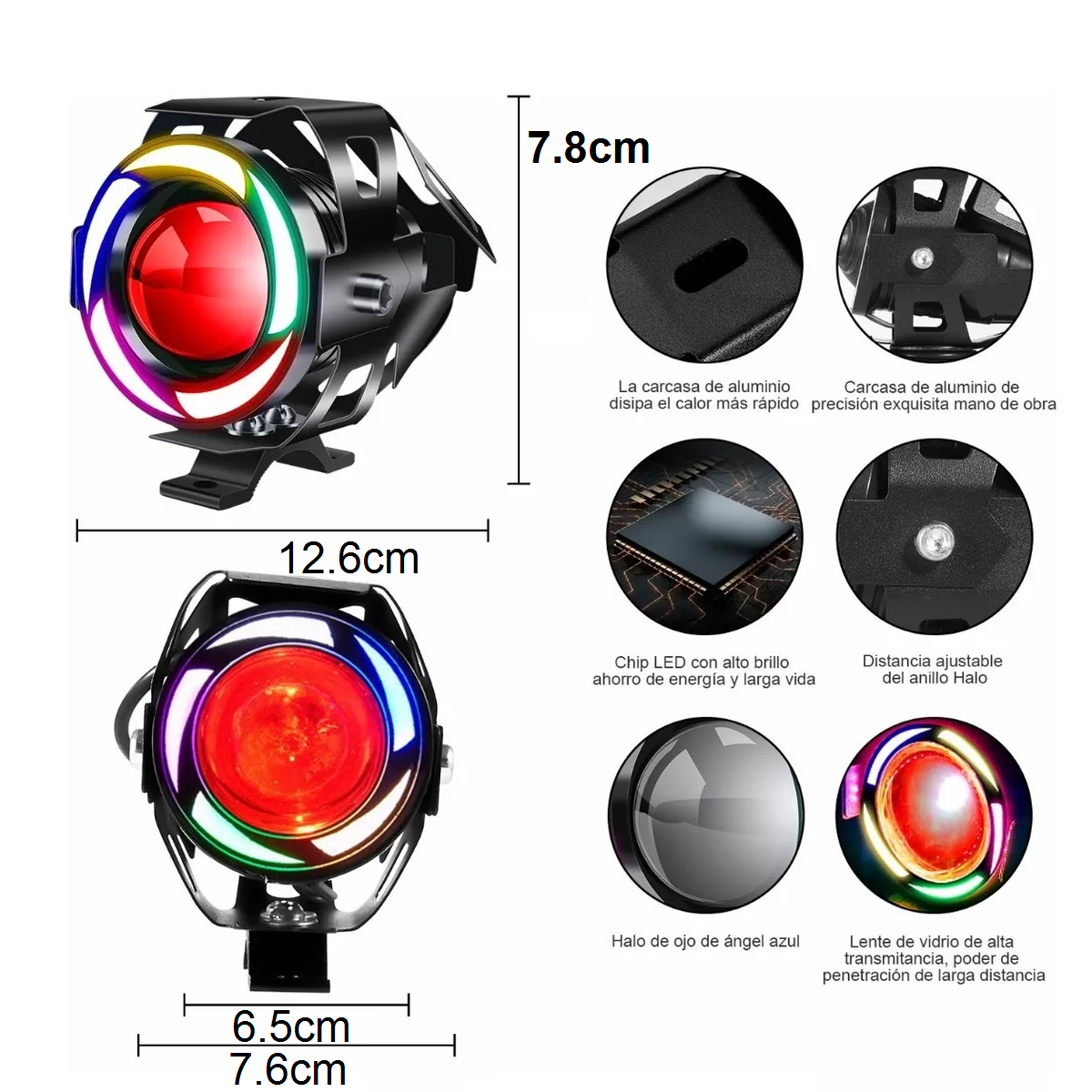 Foto 2 | Focos de Niebla Ojo de Ángel para Moto Eo Safe Imports Esi-7616 color Negro