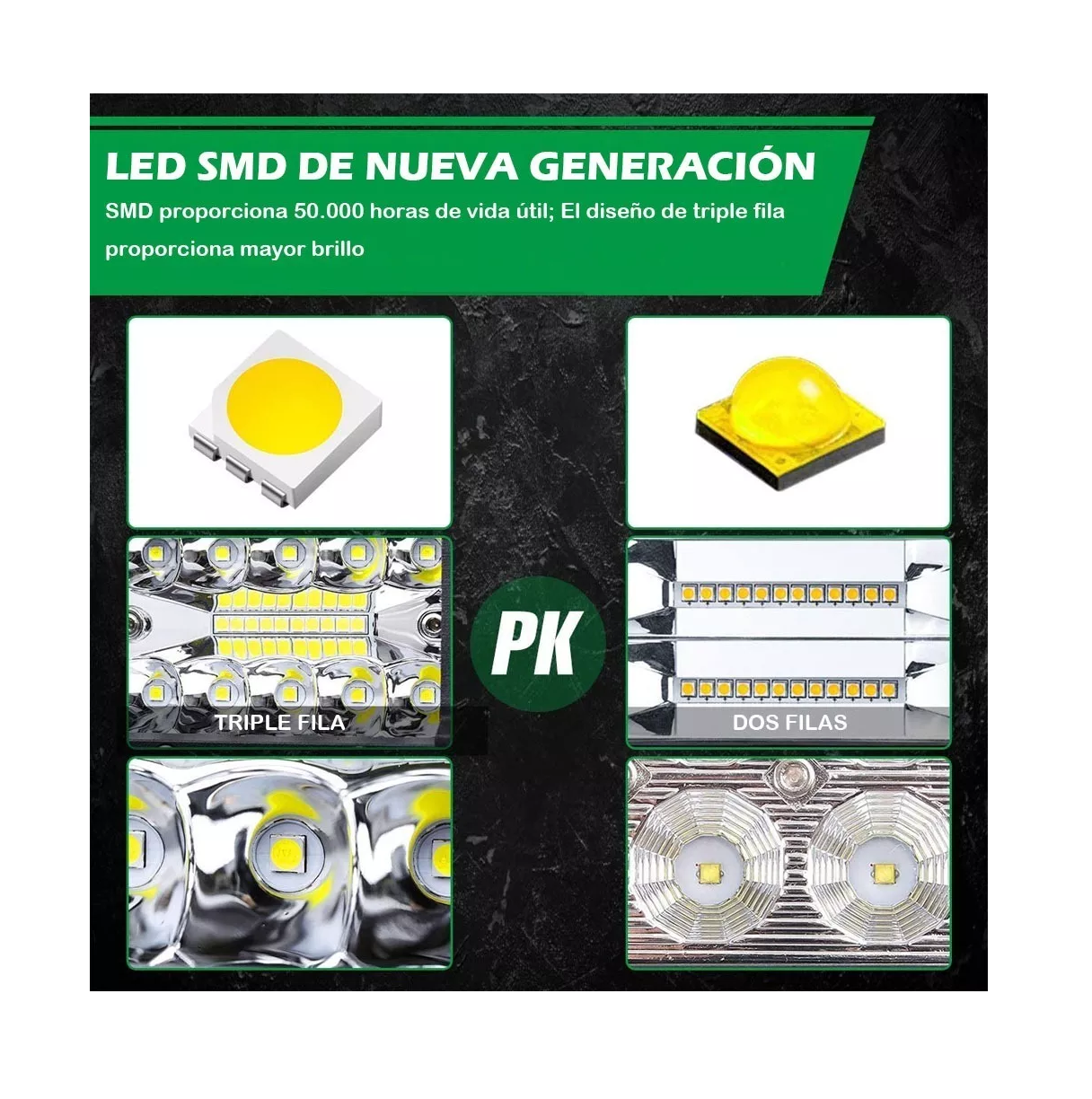 Foto 6 pulgar | Faros BELUG color Negro 7'' Auxiliares 120W Triple-Fila 6000K 2 PZAS