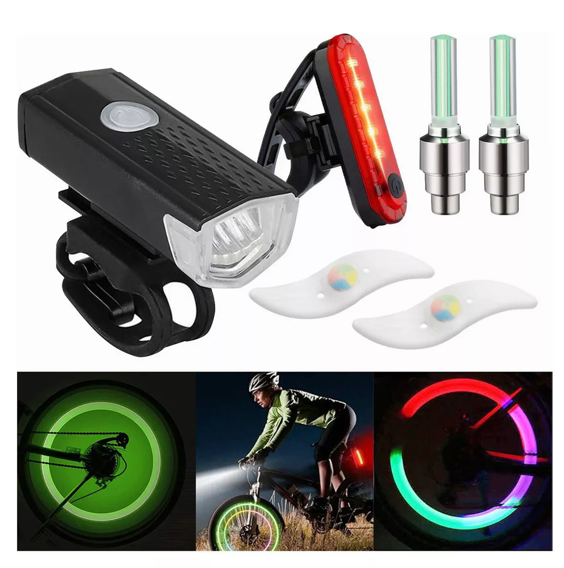 Foto 3 pulgar | Luz para Bicicleta con Accesorios Belug  Recargable Delantera Y Trasera 6 Piezas