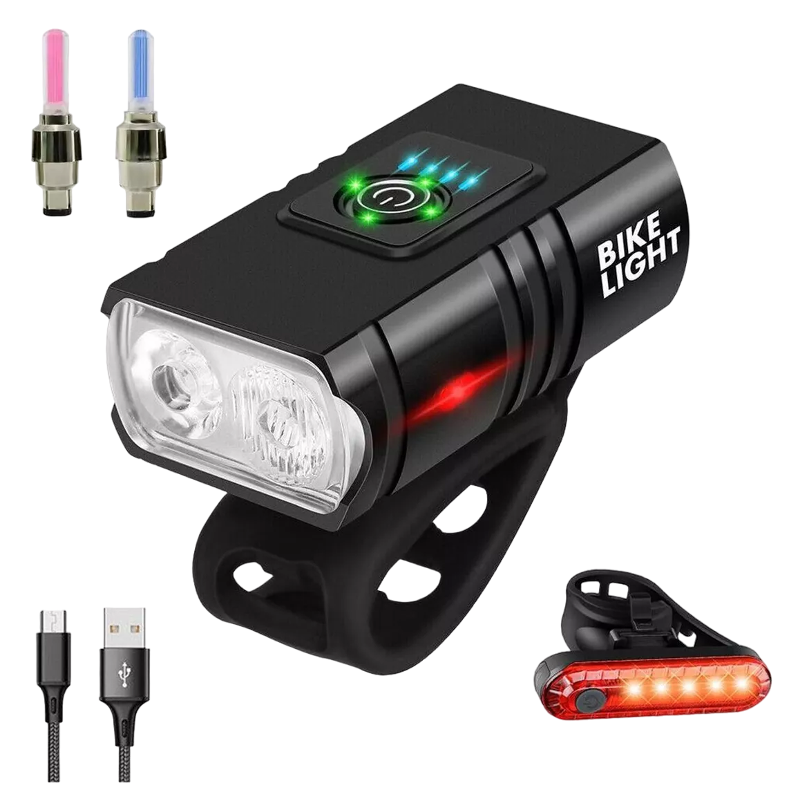 Kit de Luz para Bicicleta Belug Recargable Delantera Y Trasera 6 Modos