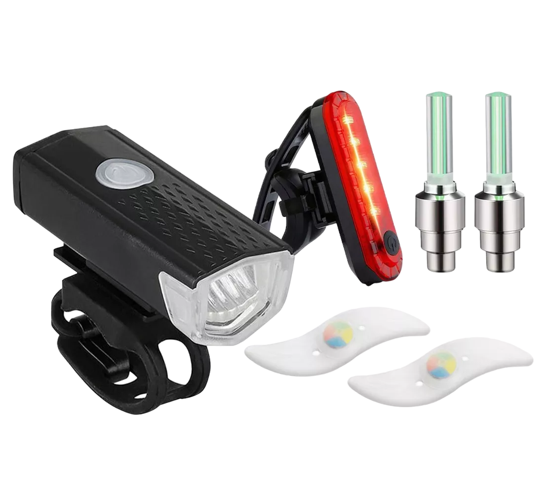 Luz Para Bicicleta Accesorios Usb Recargable Delantera Y Trasera 6 Pzs