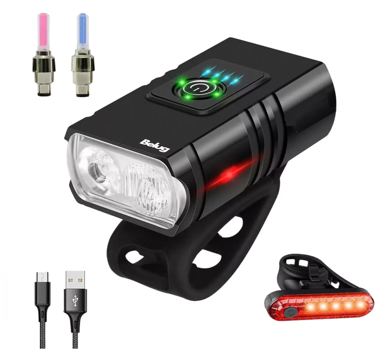 Foto 1 | Kit Luz Usb Bicicleta Recargable Delantera Y Traser Belug 6 Modos