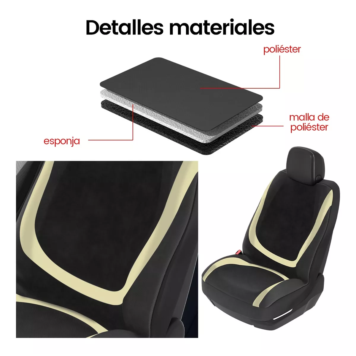 Foto 4 pulgar | Funda Cubierta Para Asientos De Coche 10 Pzas Eo Safe Imports Esi-16874 Beige