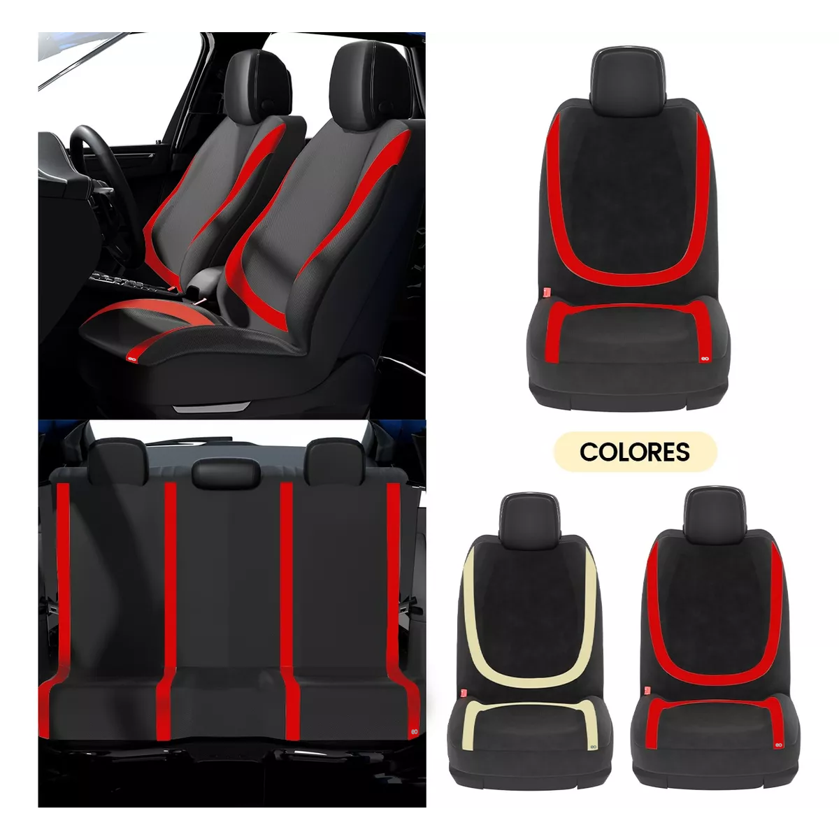Foto 2 | Funda Cubierta Para Asientos De Coche 10 Pzas Eo Safe Imports Esi-16875-1 Rojo