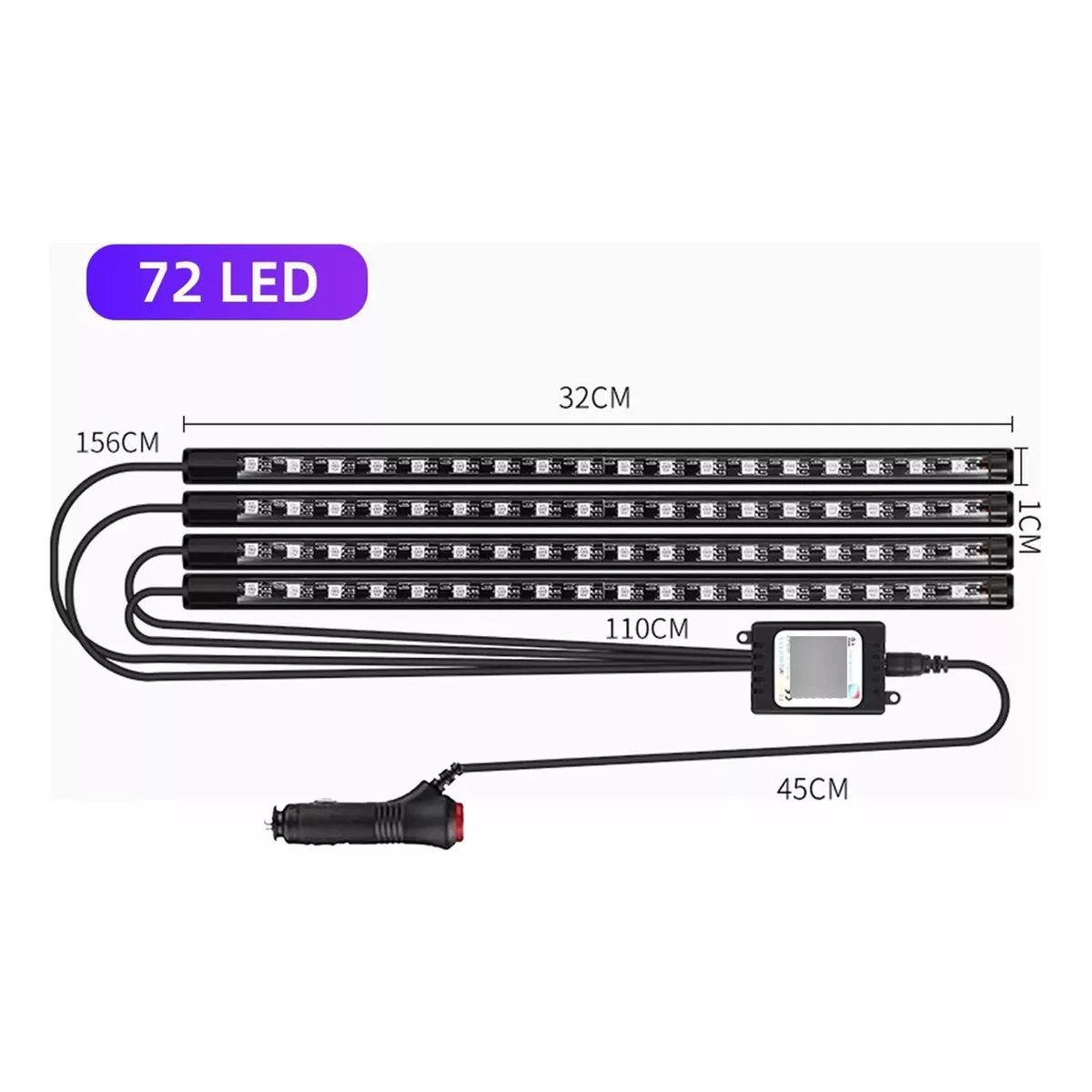 Foto 3 pulgar | Tiras 72 Luces Led Para Auto Barra De Luz Rgb Eo Safe Imports Esi-16878 Negro