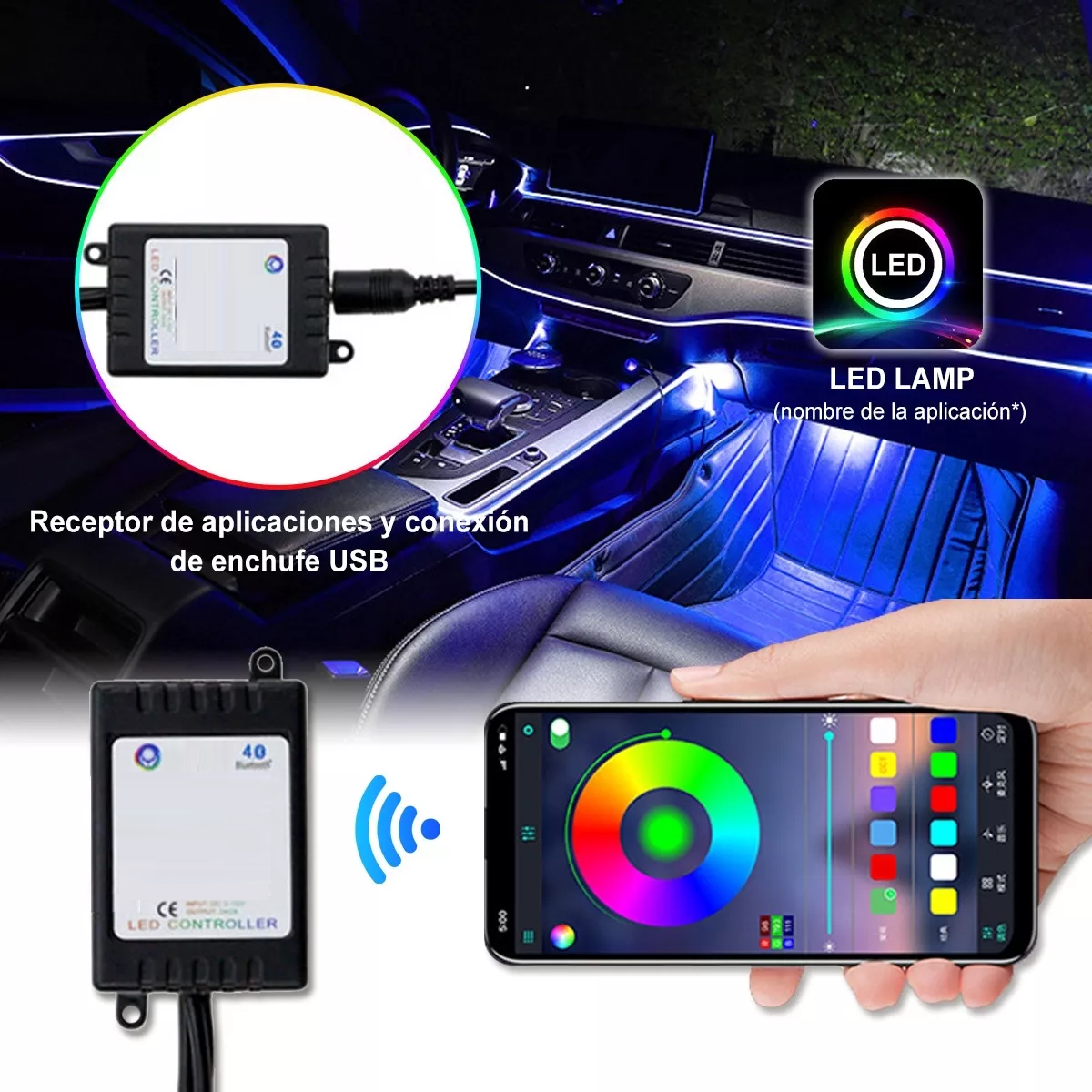 Foto 4 pulgar | Tiras 72 Luces Led Para Auto Barra De Luz Rgb Eo Safe Imports Esi-16878 Negro