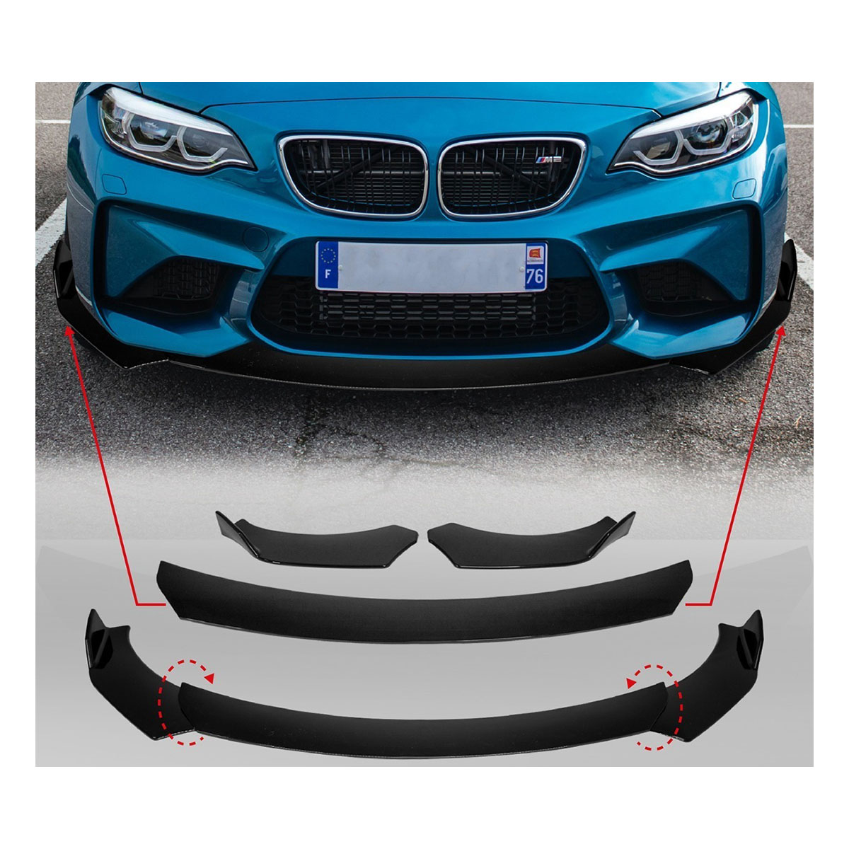 Foto 3 pulgar | Lip Splitter Delantero Universal Plástico Gutstark color Negro Facia Bumper Lujo Defensa 3 Piezas
