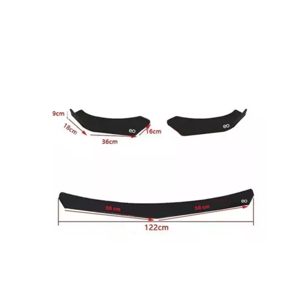 Foto 4 pulgar | Language Splitter Lip Universal Plástico Delantero Auto 3 Piezas Eo Safe Imports Esi-9989-1 Negro