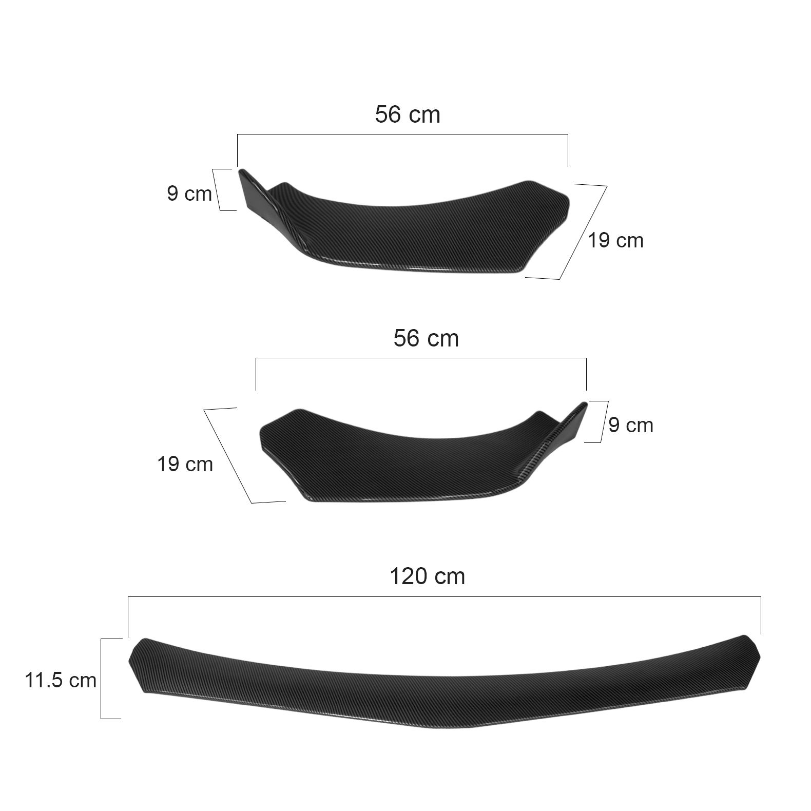 Foto 4 pulgar | Lip Splitter Delantero Universal Gutstark color Negro para Autos 3 Piezas