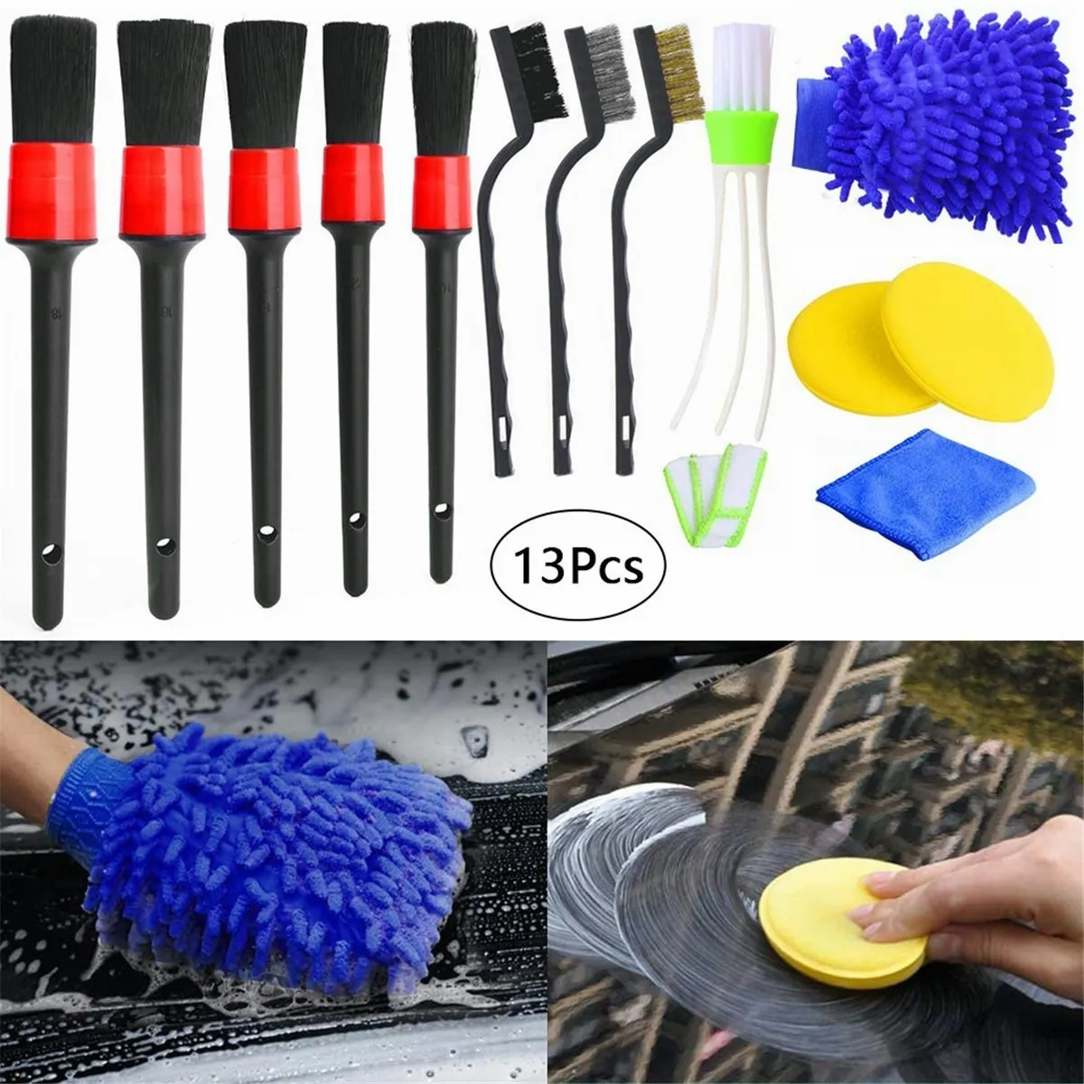Foto 4 pulgar | Set de 13 Piezas Brochas Malubero Multicolor para Detallado Automotriz Cepillos Hendiduras