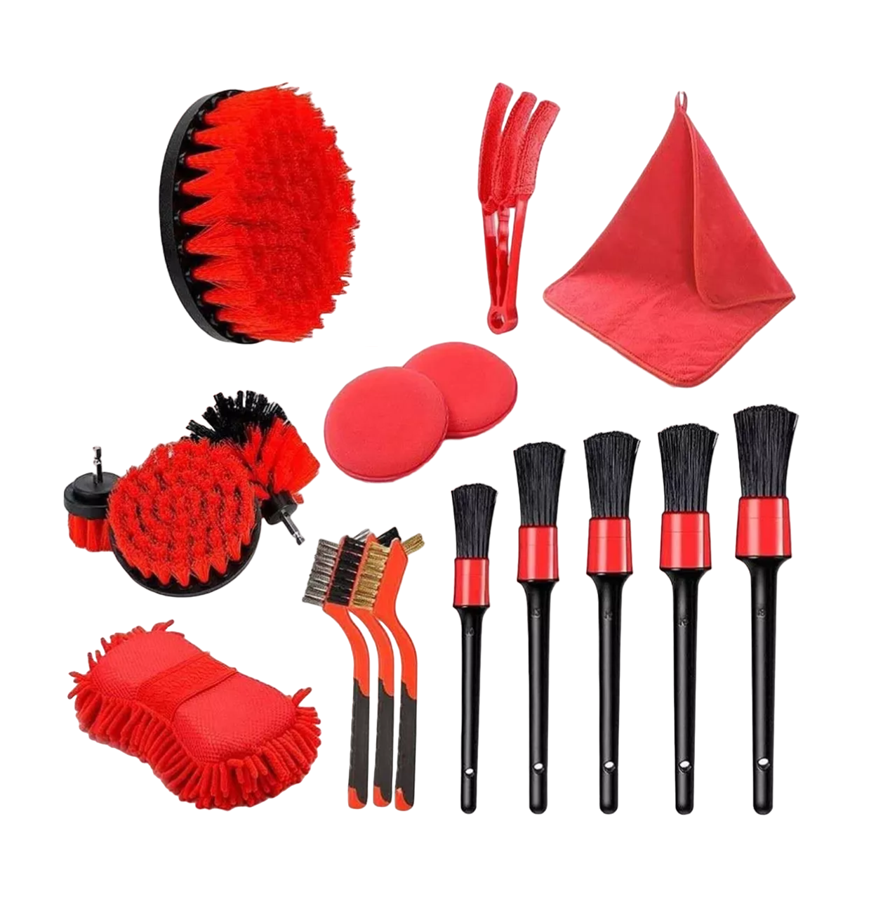 Kit de Limpieza Automática BELUG color Rojo 17 PZAS Cepillo de Brocas Set