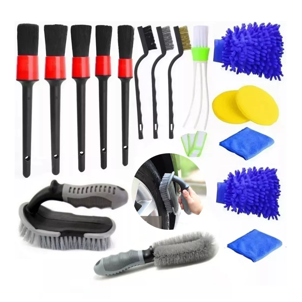Foto 2 pulgar | Kit de Limpieza para Coche con Cepillos de Detalles y Multifuncionales