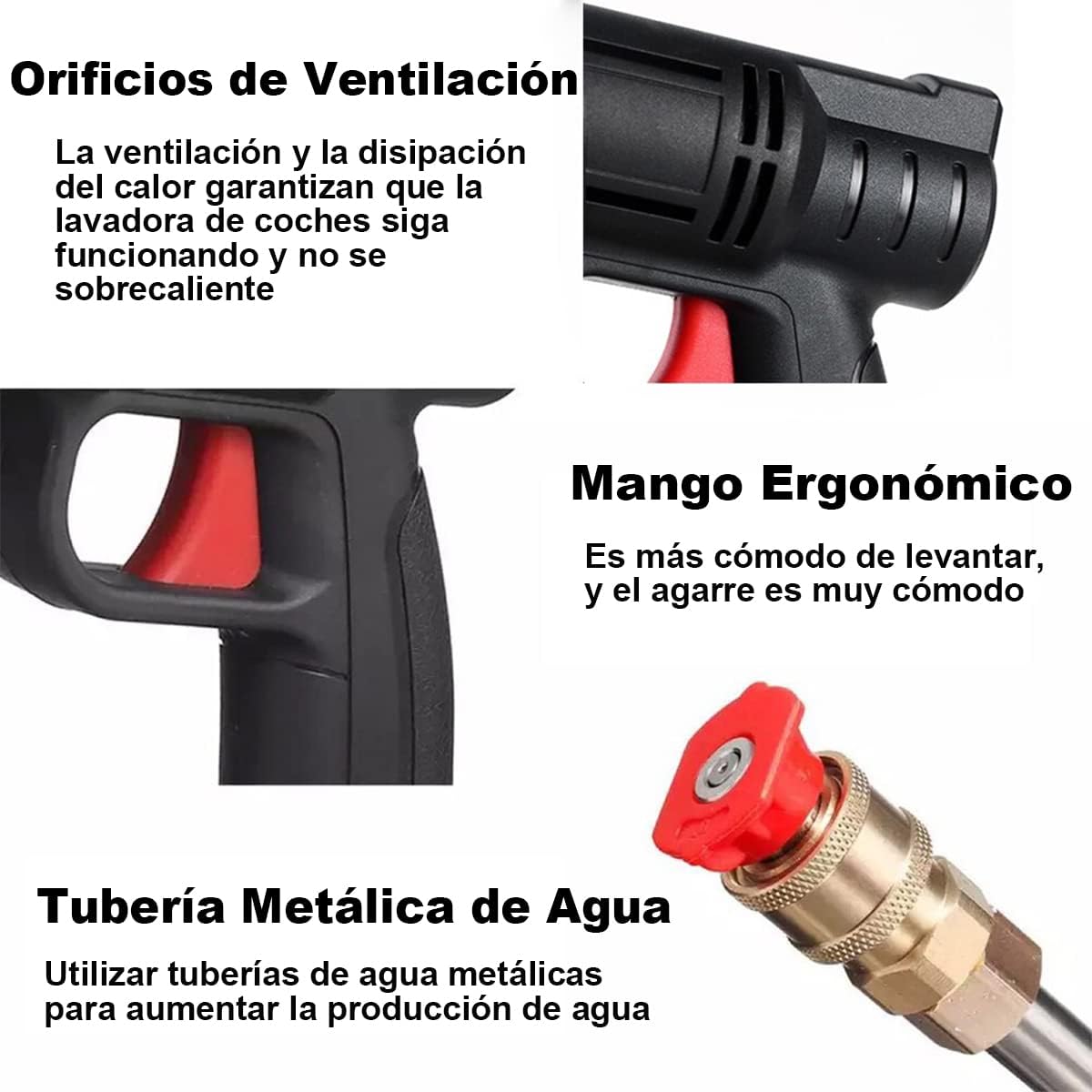 Foto 4 pulgar | Pistola de Lavado Biinse de Alta Presión Inalámbrica con Batería de 24V y 3 Boquillas