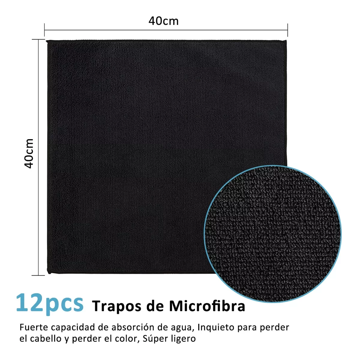 Foto 3 pulgar | 12pzs Toallas Microfibras Auto Trapos Superfina Para Limpiar Eo Safe Imports Esi-13935 Negro