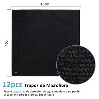 Foto 2 | 12pzs Toallas Microfibras Auto Trapos Superfina Para Limpiar Eo Safe Imports Esi-13935-1 Negro