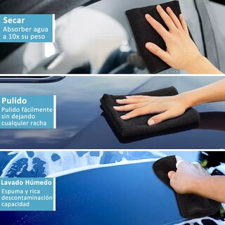Foto 3 | 12pzs Toallas Microfibras Auto Trapos Superfina Para Limpiar Eo Safe Imports Esi-13935-1 Negro