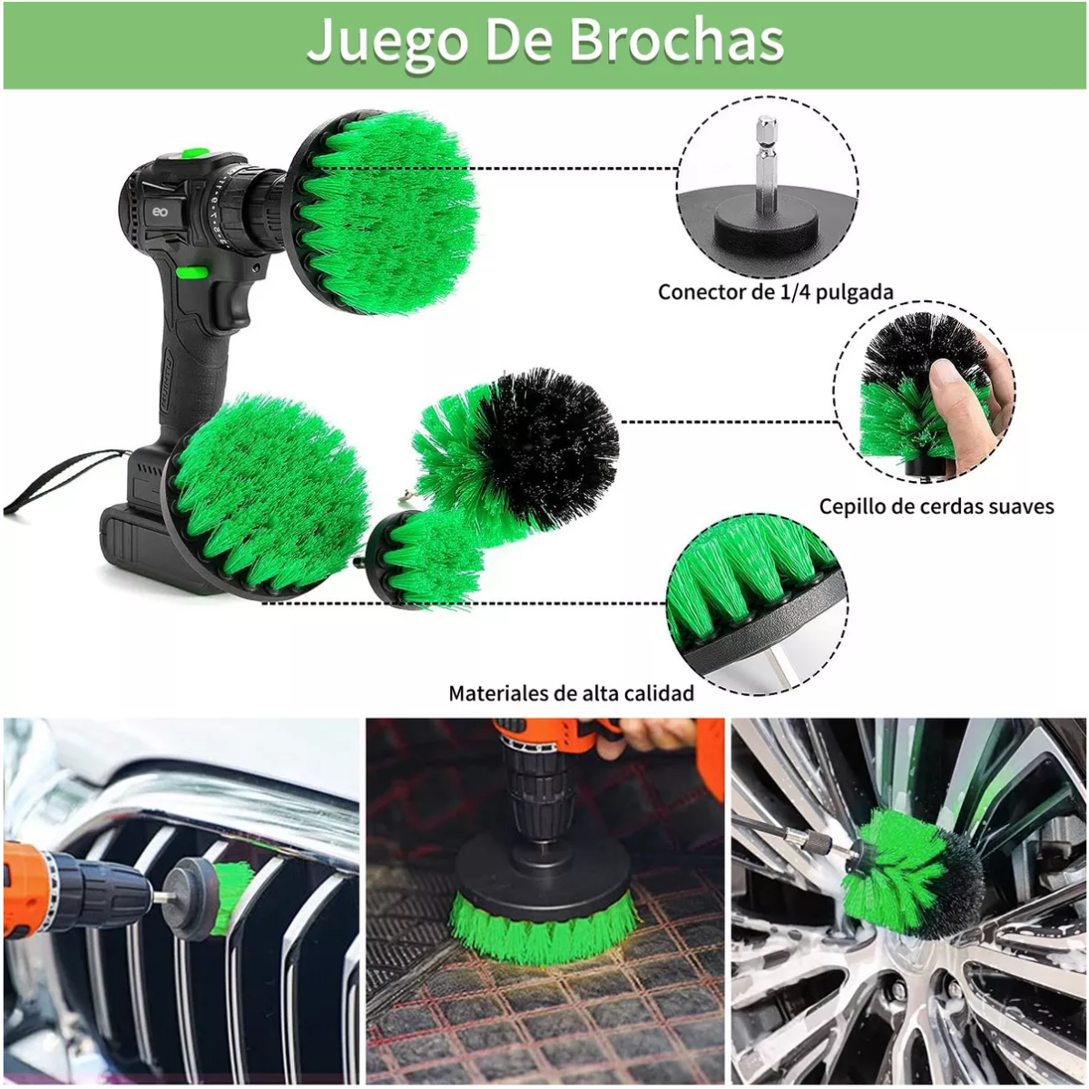 Foto 4 pulgar | Kit De Limpieza De Coche Cuidado Automotriz Set 33 Piezas Eo Safe Imports Esi-13937-1 Verde