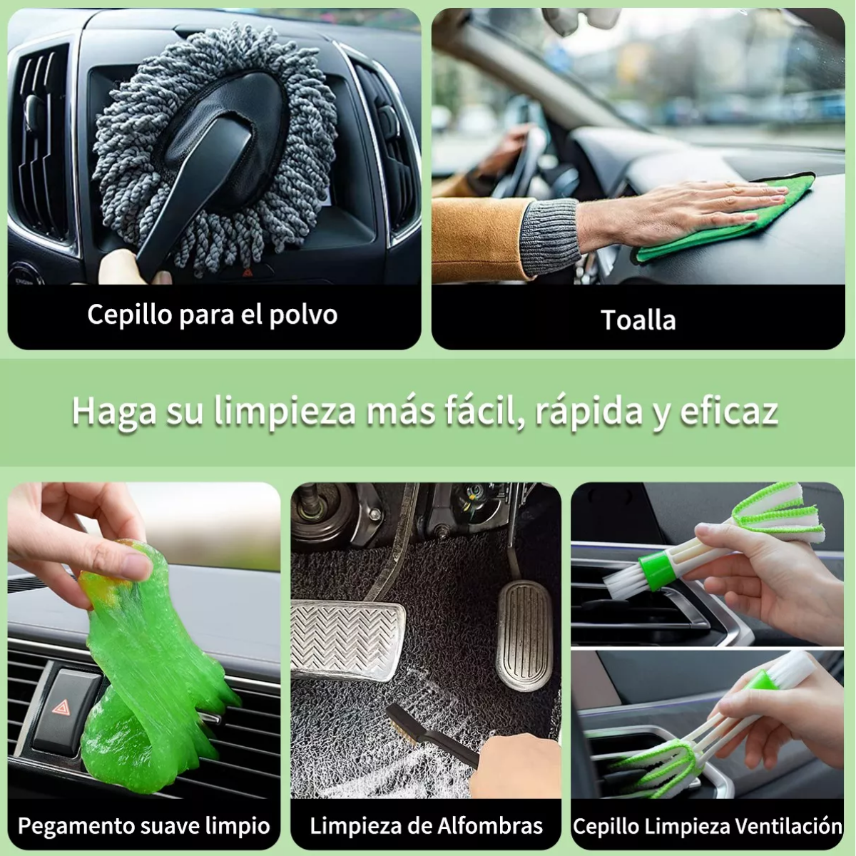 Foto 5 pulgar | Kit De Limpieza De Coche Cuidado Automotriz Set 33 Piezas Eo Safe Imports Esi-13937-1 Verde