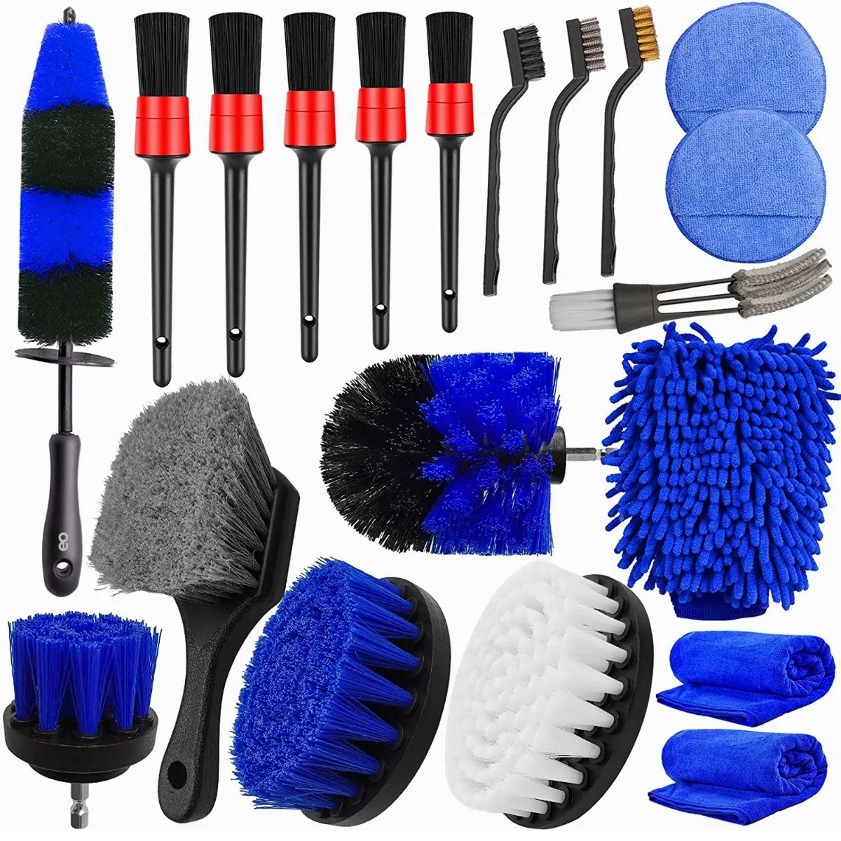 Set Cepillo Limpieza Automotriz Pinceles Detalle Coche Set 20 Pc Eo Safe Imports Esi-12156-1 Azul