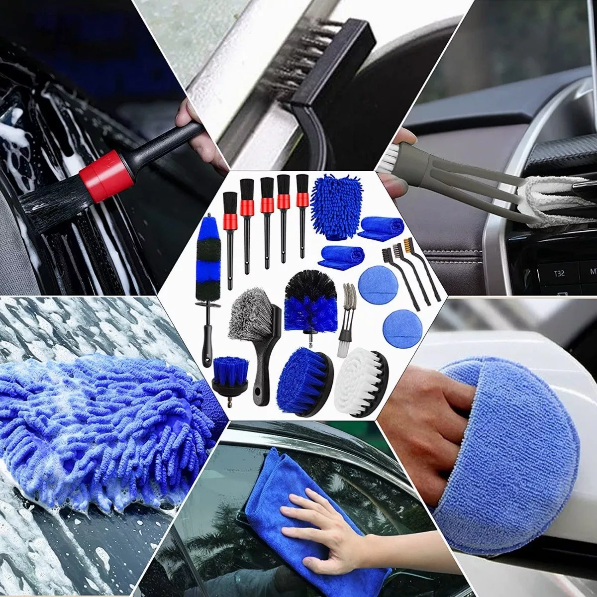 Foto 3 pulgar | Set Cepillo Limpieza Automotriz Pinceles Detalle Coche Set 20 Pc Eo Safe Imports Esi-12156-1 Azul