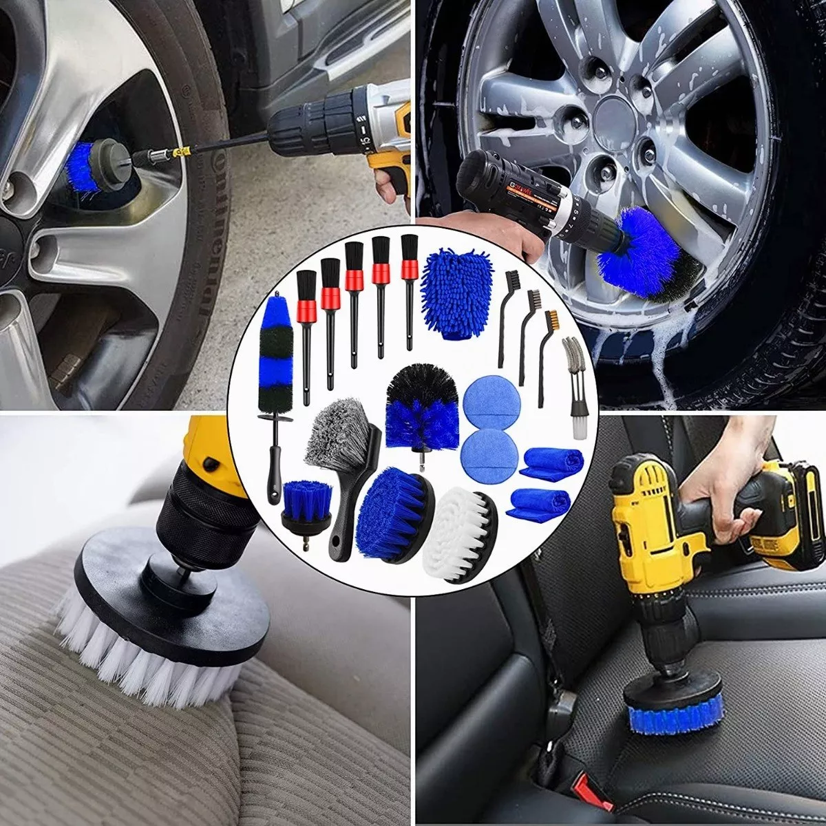 Foto 4 pulgar | Set Cepillo Limpieza Automotriz Pinceles Detalle Coche Set 20 Pc Eo Safe Imports Esi-12156-1 Azul
