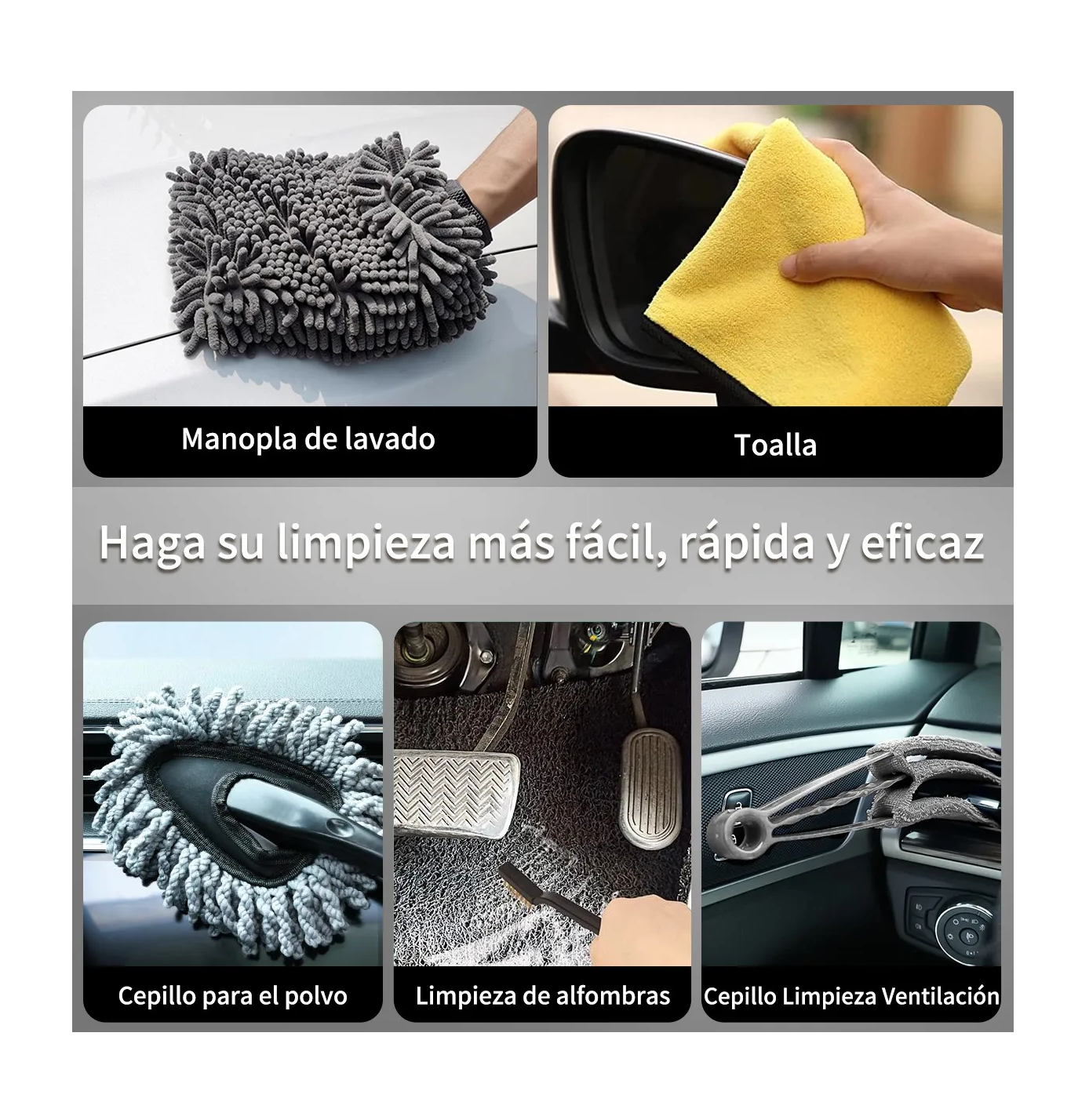Foto 5 pulgar | Kit De Limpieza De Coche Con Cepillo Eléctrico De 23 Piezas Gris Con Amarillo