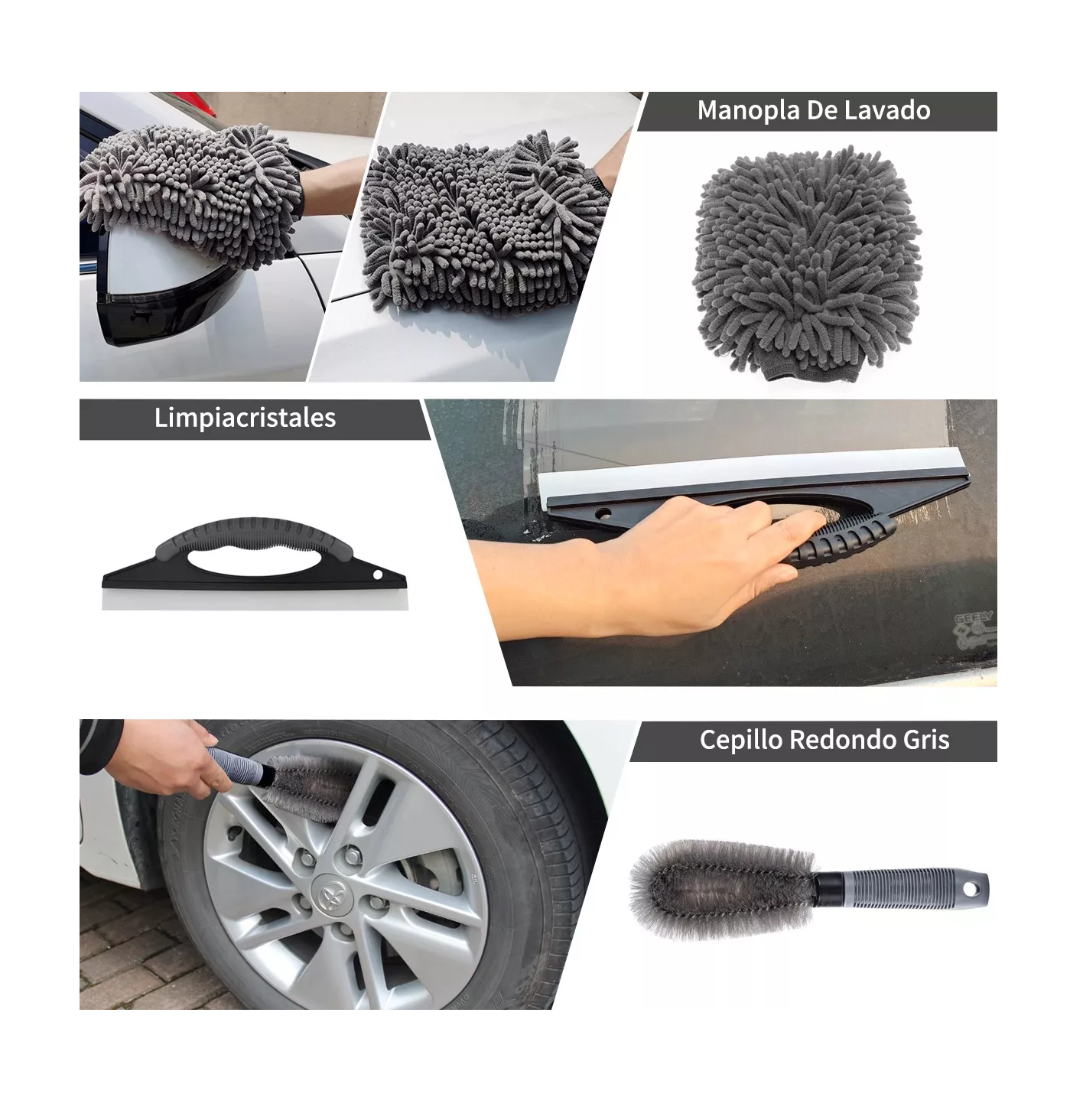 Foto 6 pulgar | Kit De Limpieza De Coche Con Cepillo Eléctrico De 23 Piezas Gris Con Amarillo