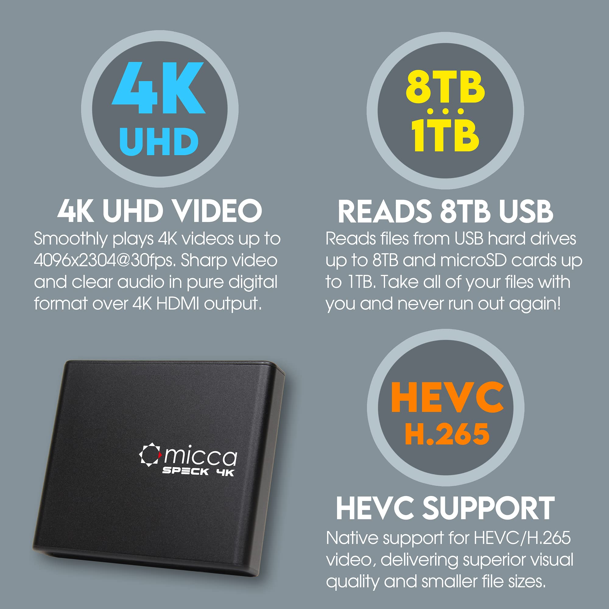 Foto 5 pulgar | Reproductor Multimedia Micca con Ultra Hd-Venta Internacional
