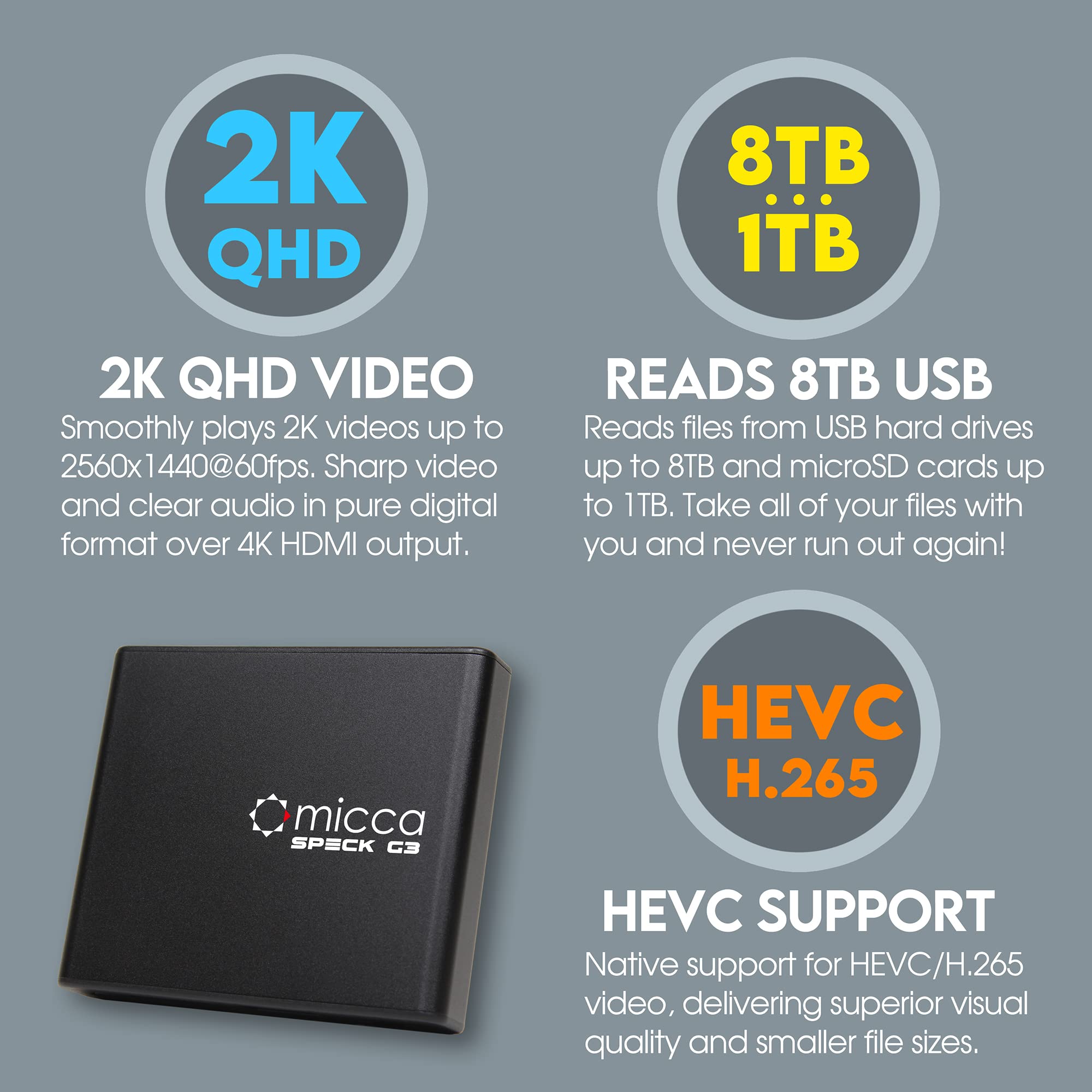 Foto 5 pulgar | Reproductor Multimedia Micca con Quad Hd-Venta Internacional