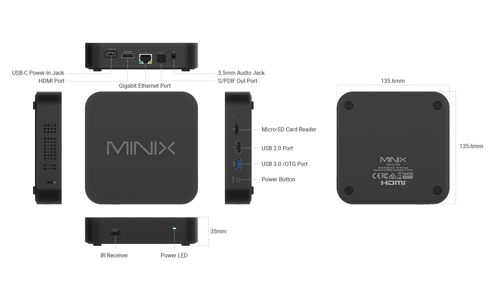 Foto 7 | Caja Multimedia Android Tv Box Minix U8k-Ultra 8k UHD 128 gb 8 gb Rama con Minix A3 Pro - Venta Internacional