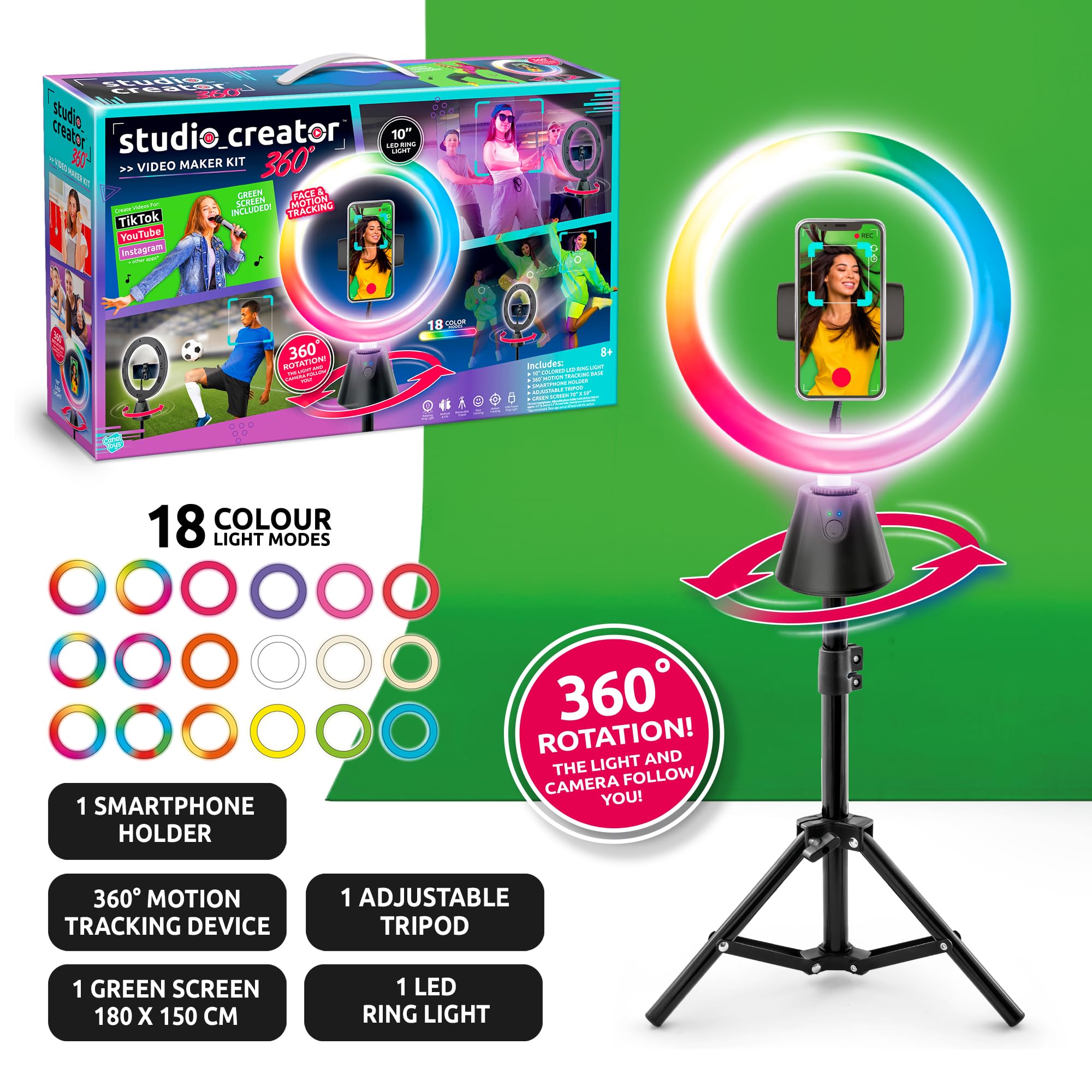 Foto 6 pulgar | Kit De Creación De Vídeo Canal Toys Studio Creator 360 Con Pantalla Verde - Venta Internacional.