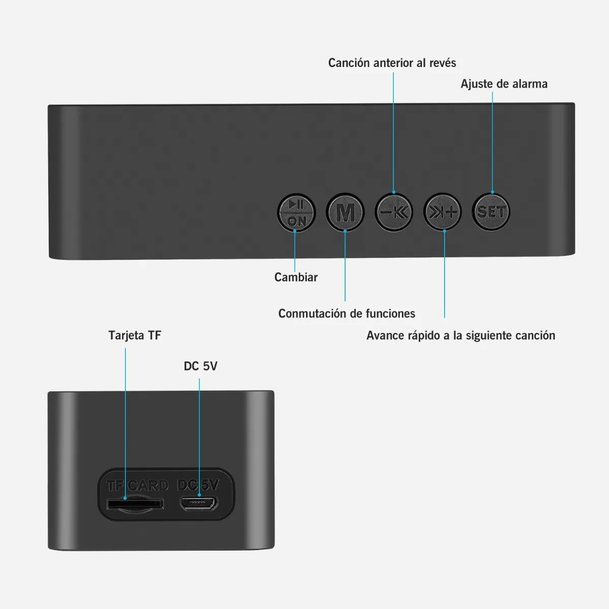 Foto 4 pulgar | Reloj Despertador Digital Bocina Bluetooth color Negro y Radio Fm