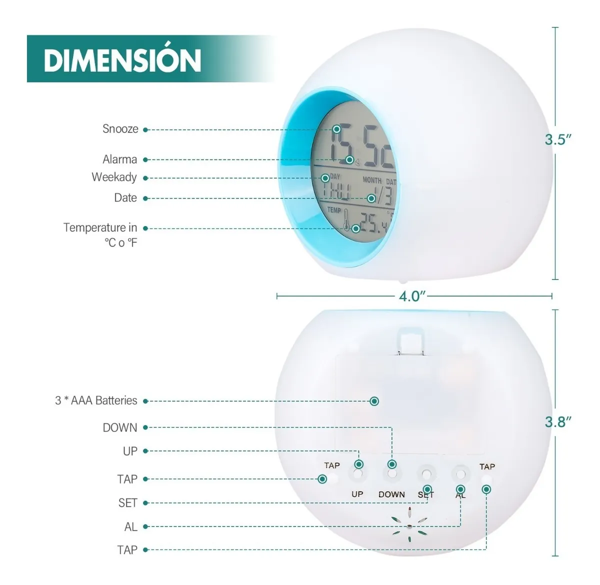 Foto 4 pulgar | Despertador para Niños con Led Malubero color Blanco