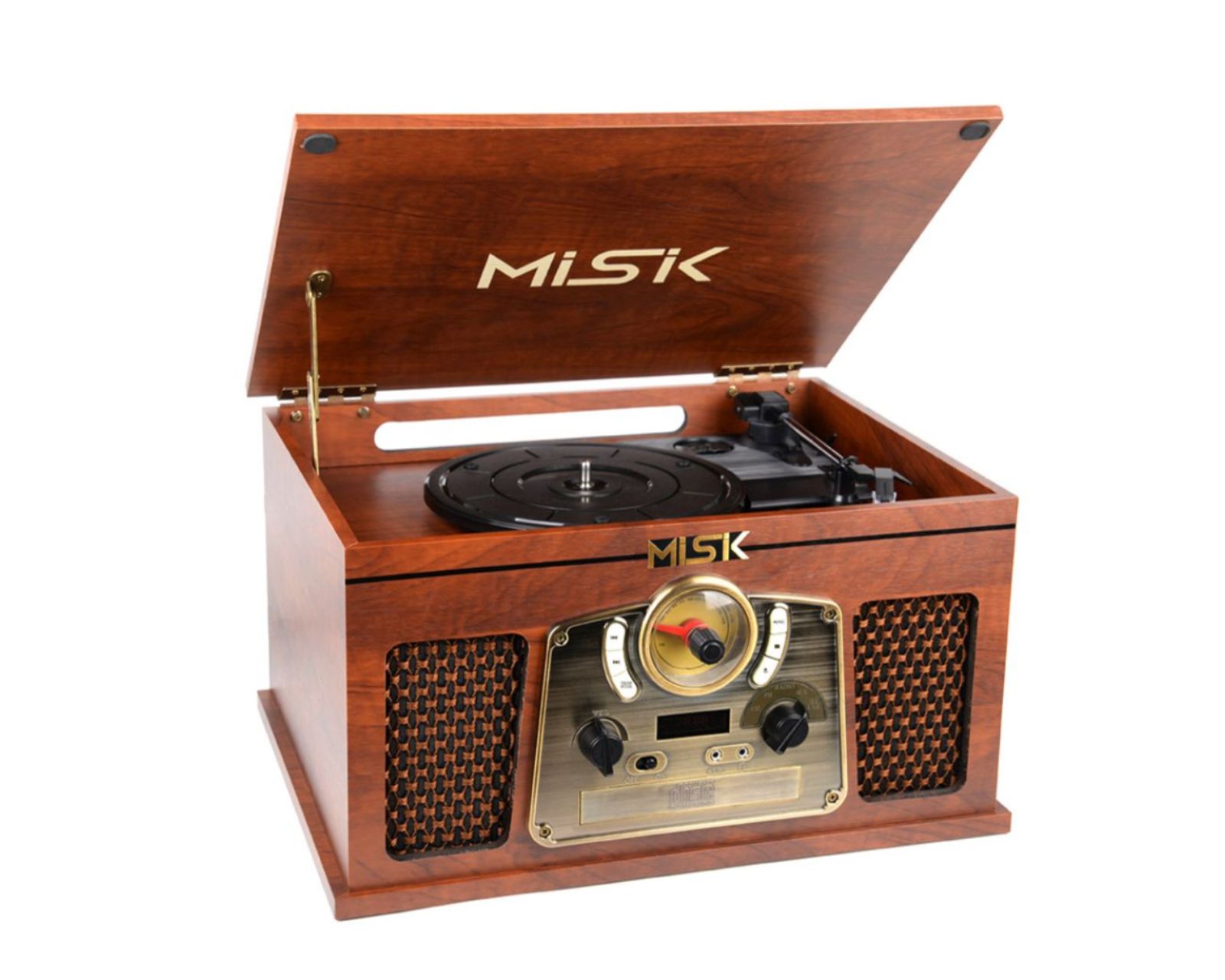 Radio Retro Vintage Misik Mn7711 color Café con Bluetooth y Tornamesa