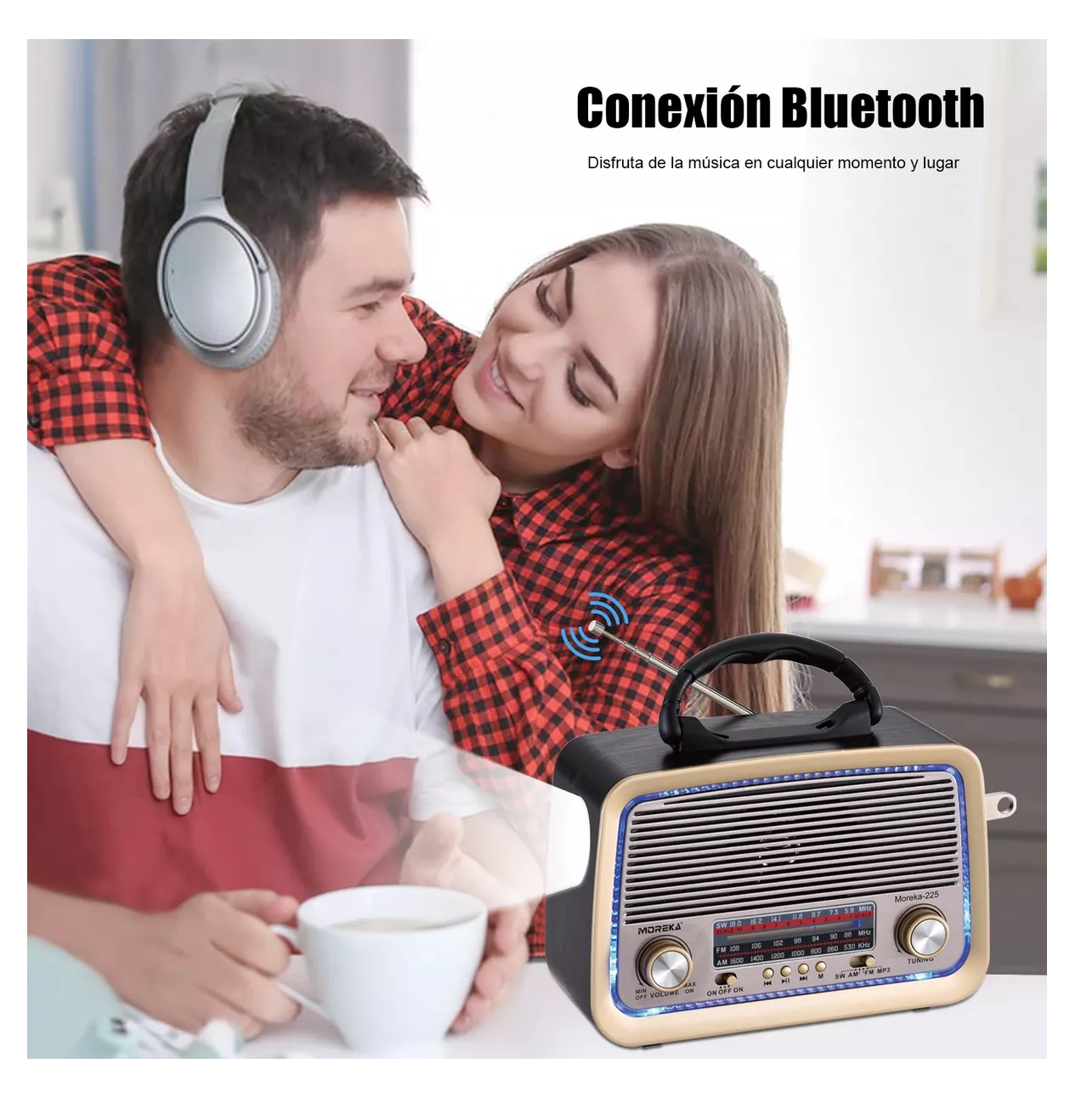 Foto 3 pulgar | Radio Am Fw Sw Usb Bluetooth Mp3 Tf Recargable Vintage Retro Negro