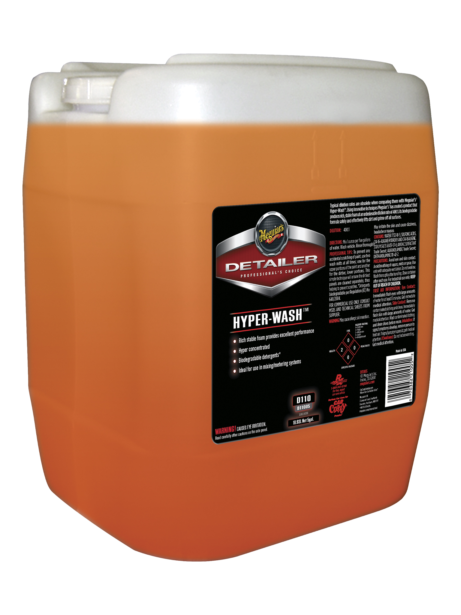 Meguiar's, Shampoo Super Concentrado, Hyper Wash, D11005, 5 Galones.