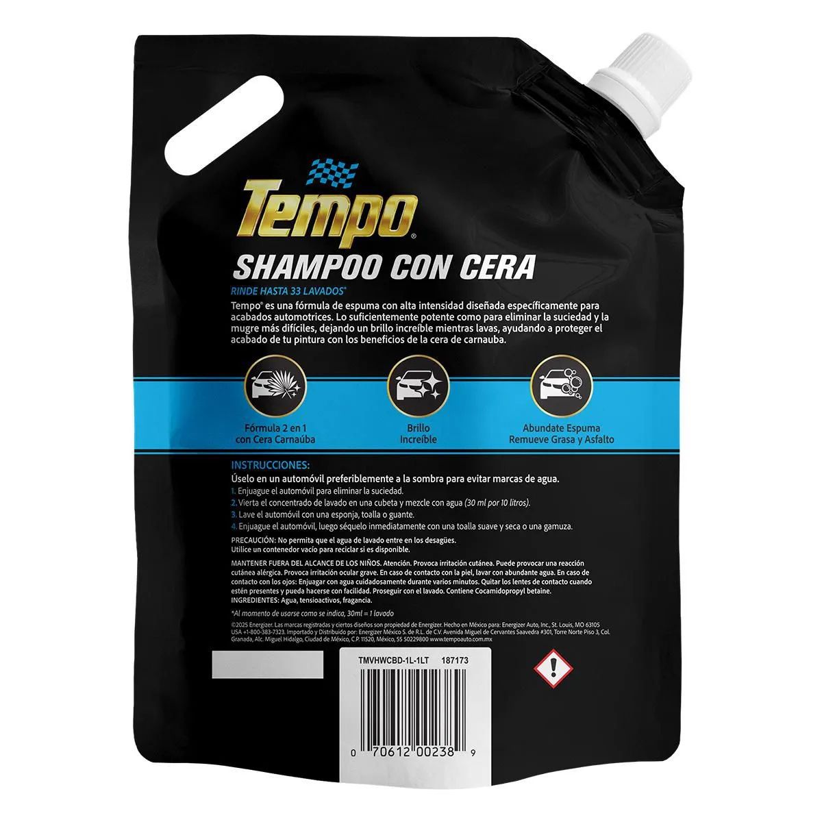 Foto 3 pulgar | Shampoo Con Cera Tempo Con Carnauba Natural 1 Litro