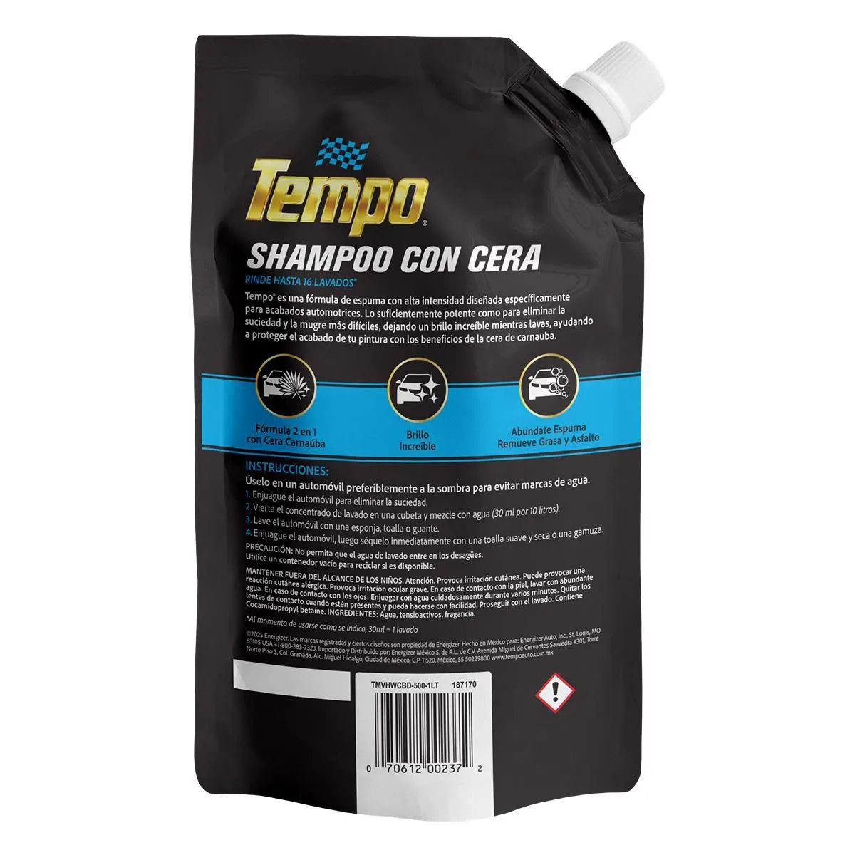 Foto 2 | Shampoo Con Cera Tempo Con Carnauba Natural 500ml