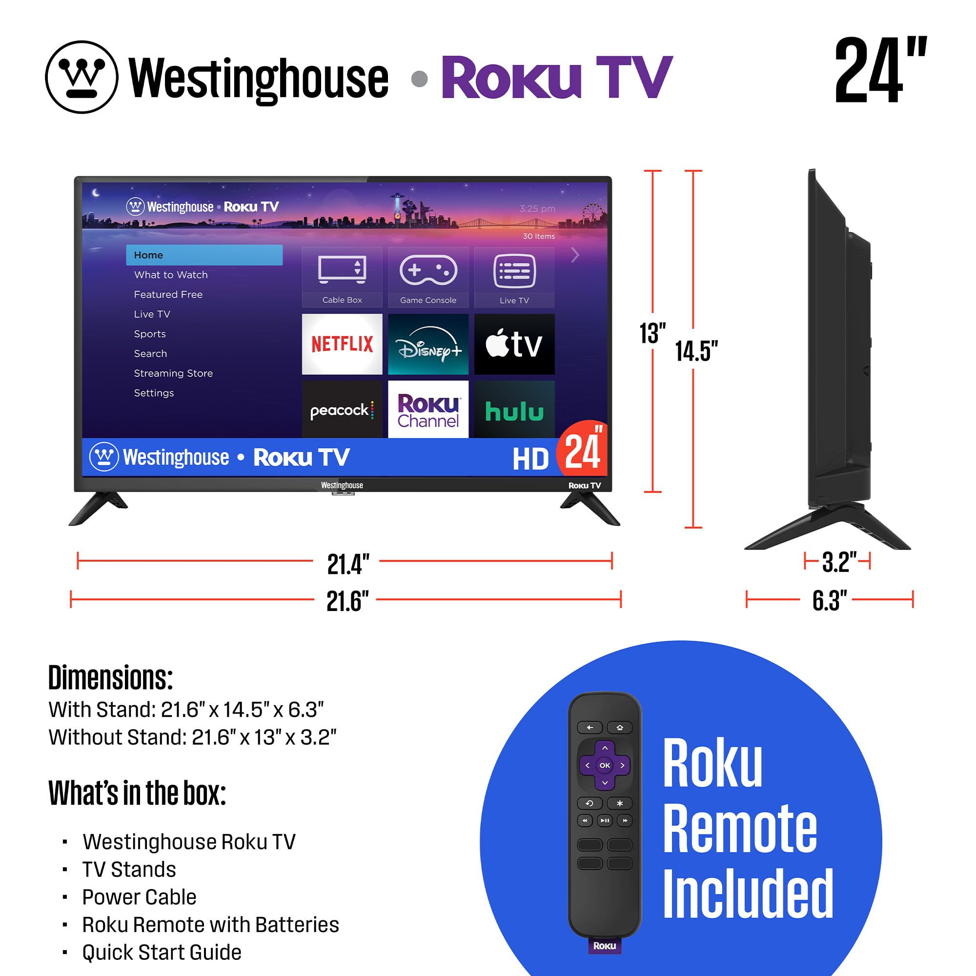 Foto 6 pulgar | Televisor Inteligente Westinghouse Roku 24'' 720p Led Hd Con Wi-fi - Venta Internacional.