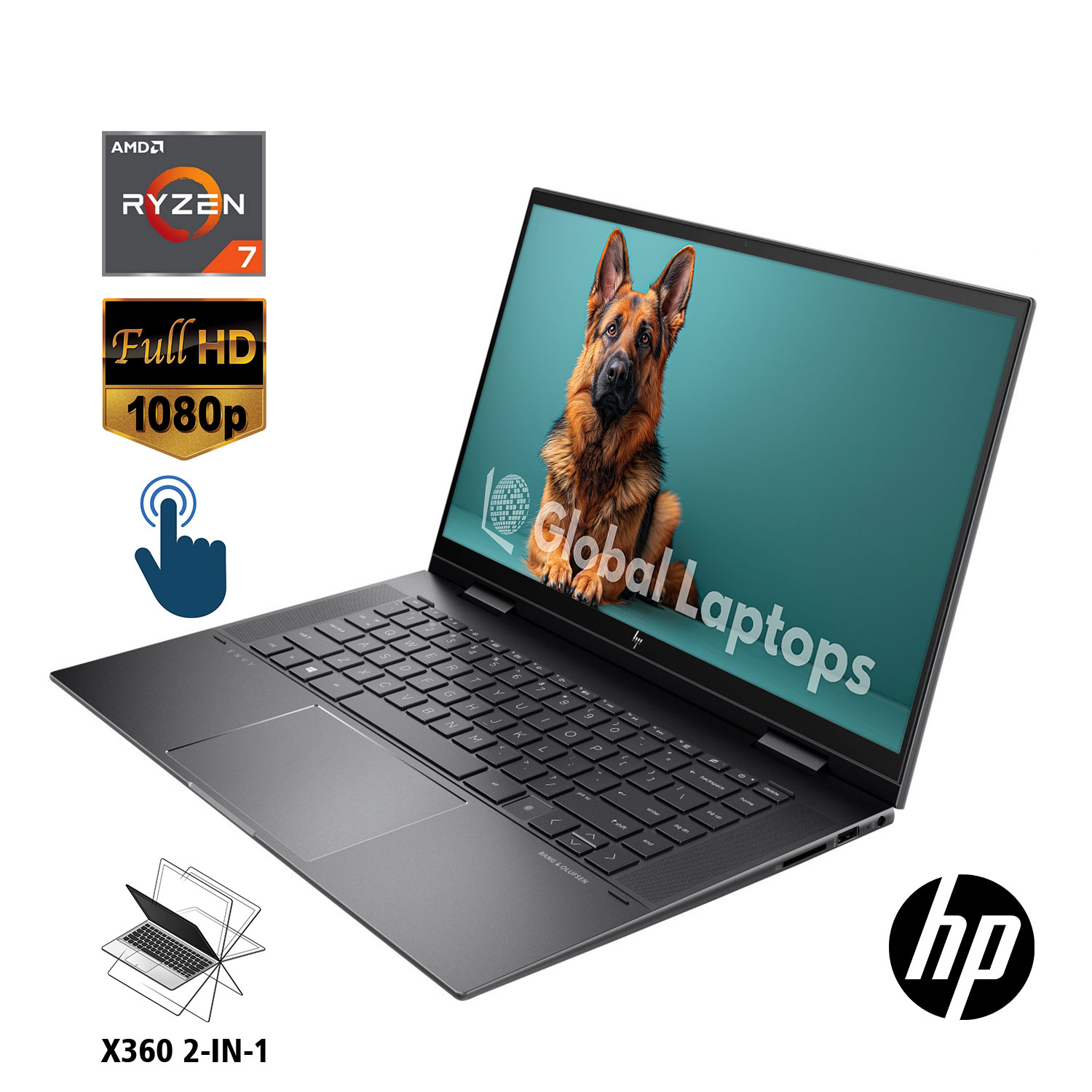 Foto 3 pulgar | Laptop HP Eu1073 Amd Ryzen 7 512 GB Ssd + 16 GB 15.6'' Fhd Touch X360 Reacondicionada